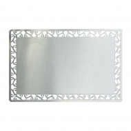 Серебряная металлическая заготовка визитки с цветочным орнаментом