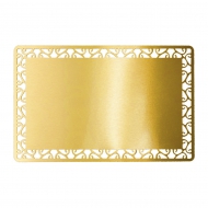 Золотая металлическая заготовка визитки с цветочным орнаментом